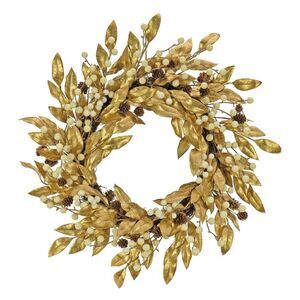 HGTV Home Collection Unlit Artificial Christmas Wreath Metallic Gold 24” NEW